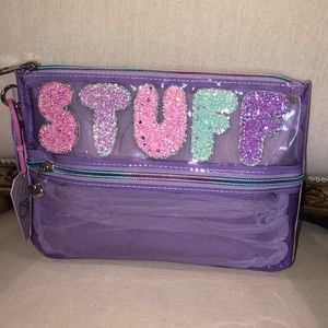 ✨NWT✨ Miss Gwen’s OMG Accessories Clear Purple Cosmetic STUFF Clutch Wristlet